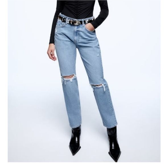Zara Denim - ZARA RELAXED FIT RIPPED JEANS